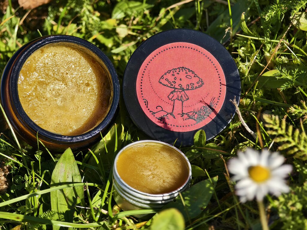 Hotová mast z muchomůrky červené, kostivalu, CBD a dalších bylin na bolest kloubů a svalů. Recept od fyzioterapeuta a bylináře Patrika Segeše.