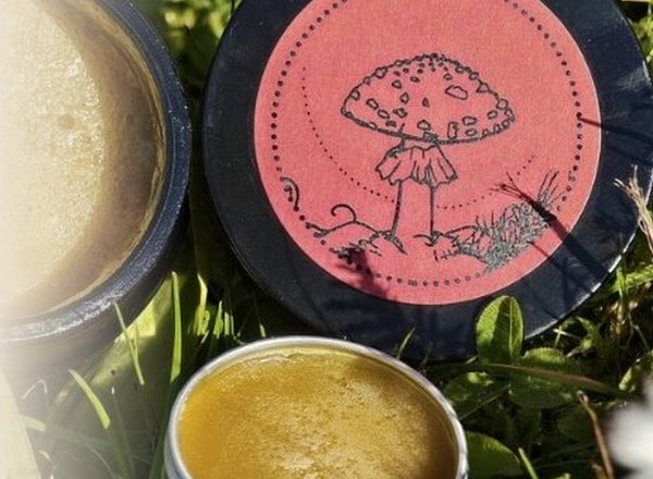 Mast z muchomůrky červené ve sklenicích, výsledek receptu z e-knihy SOMA HERB