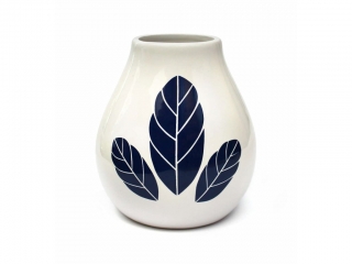 Kalabasa keramická s motivem lístků bílá